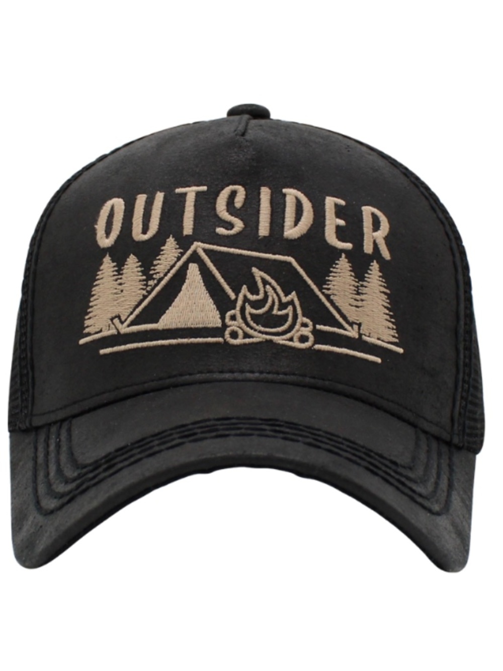 "Outsider" Mesh Back Vintage Faux Leather Baseball Cap